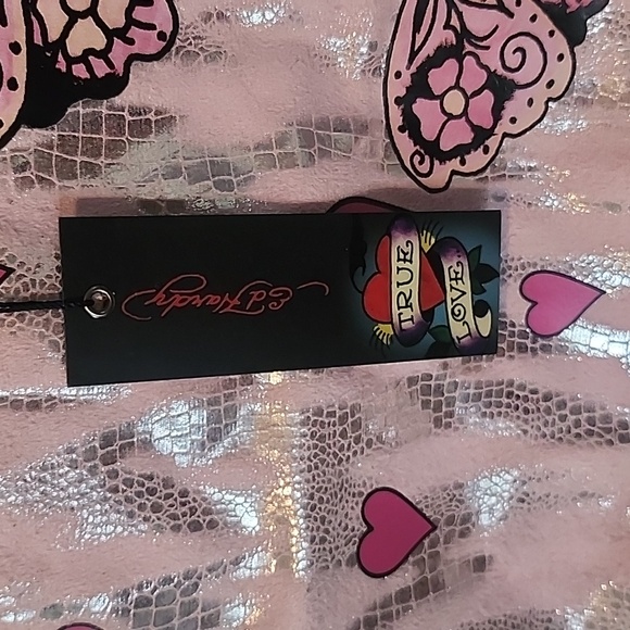 Ed Hardy Pink and Silver Butterfly Heart Tote - Picture 12 of 12